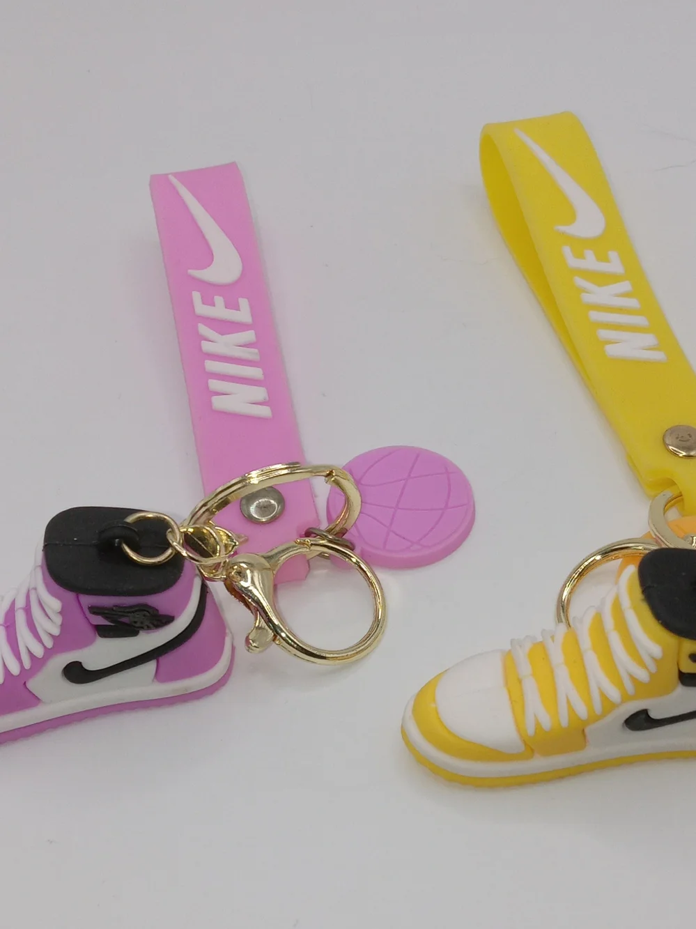 Nike Yellow and Pink Basketball Sneaker Keychain Backpack or Purse Charm